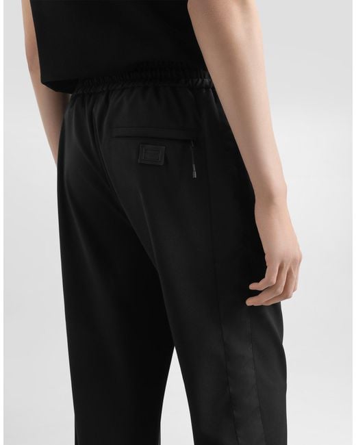 Dolce & Gabbana Structured Wool Canvas Trousers in Black für Herren