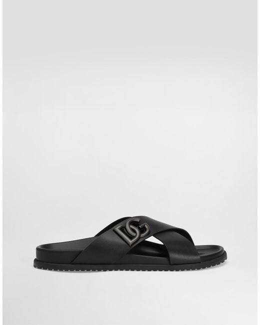 Dolce & Gabbana Black Calfskin Sandal for men