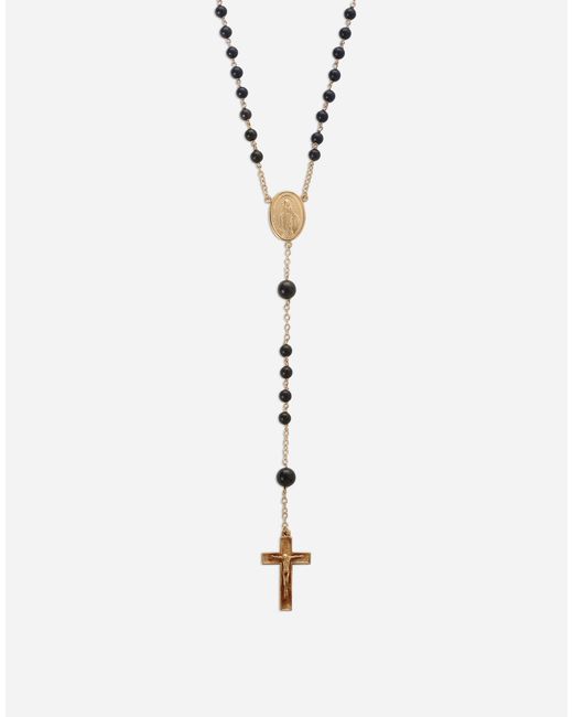Dolce & Gabbana Metallic Sicily Rosary Necklace 18-Carat And Jades for men