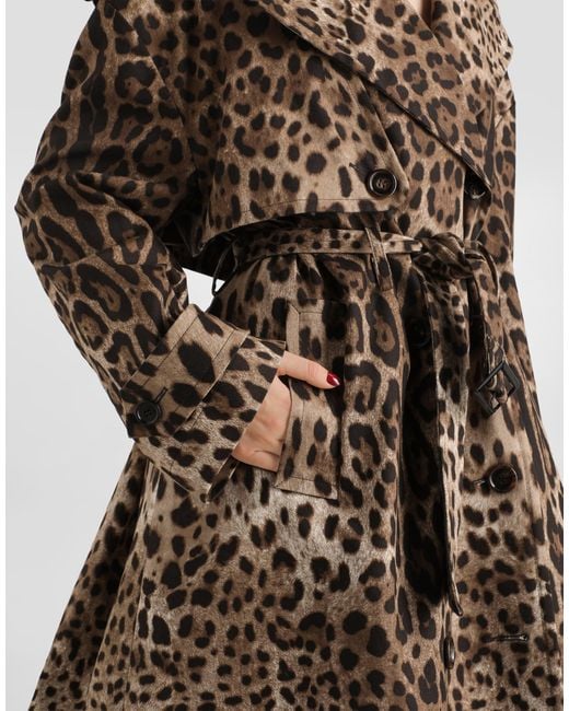 Dolce & Gabbana Natural Double-Breasted Leo- Cotton Drill Coat