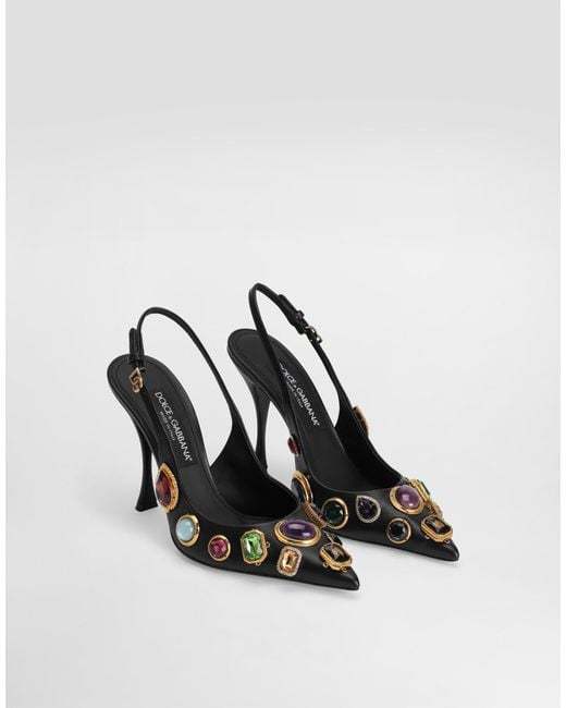 Dolce & Gabbana Slingback With Stone Embroidery White