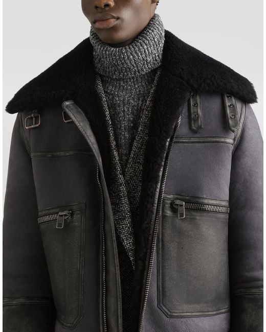 Dolce & Gabbana Black Leather Jacket for men