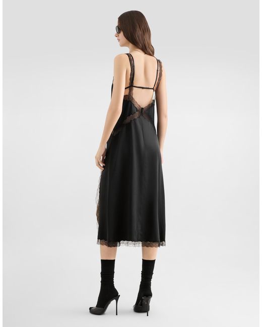 Dolce & Gabbana Black Silk Satin Slip Dress