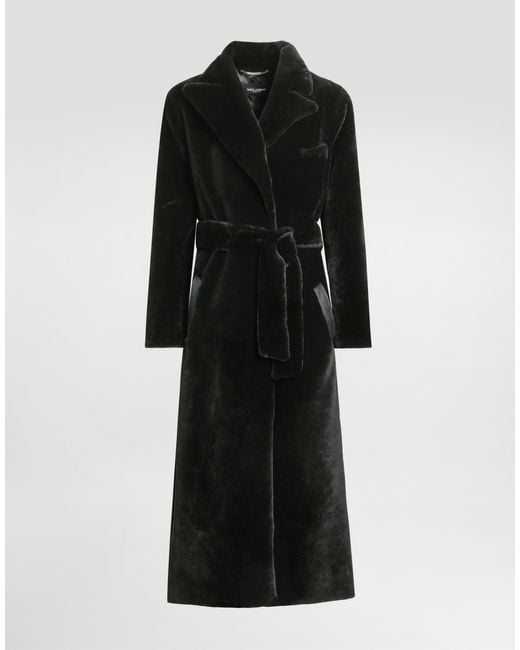メンズ Dolce & Gabbana Double-Breasted Shearling Coat Black