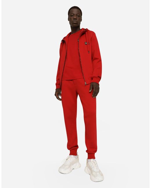 Dolce & Gabbana Jogginghose Aus Jersey Mit Logoplakette in Red für Herren