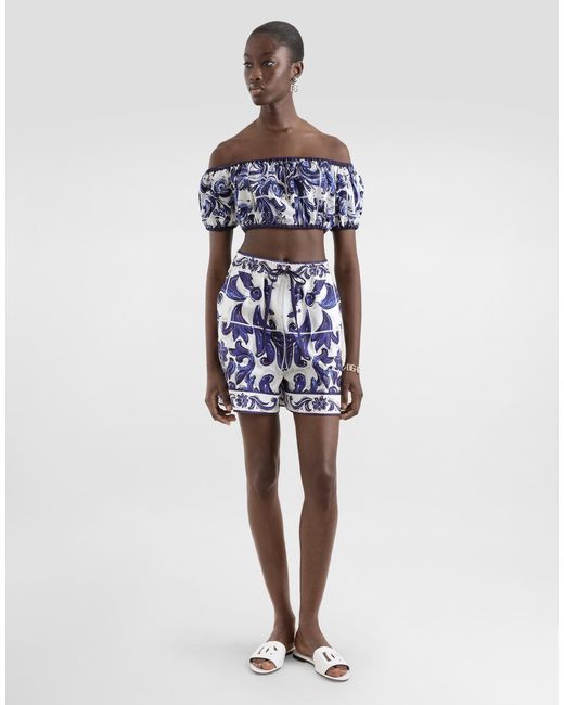 Dolce & Gabbana Blue Dg Exclusive Majolica- Cotton Top