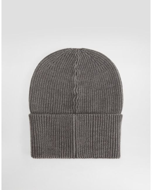 Dolce & Gabbana Gray Knitted Wool Hat for men