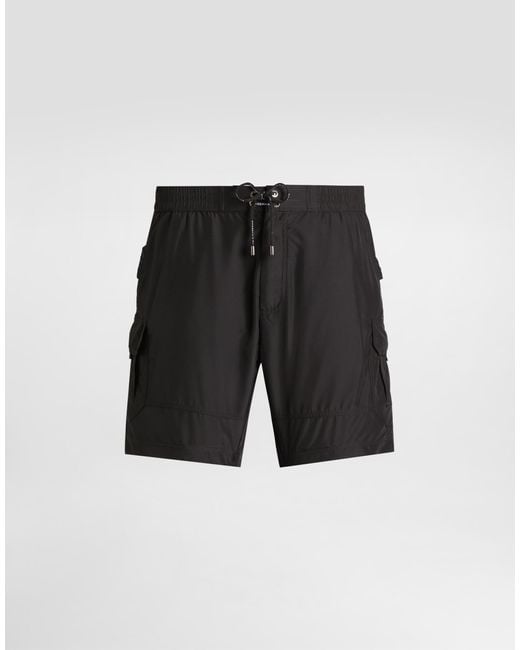Dolce & Gabbana Black Mid-Length Swim Trunks With Tag for men