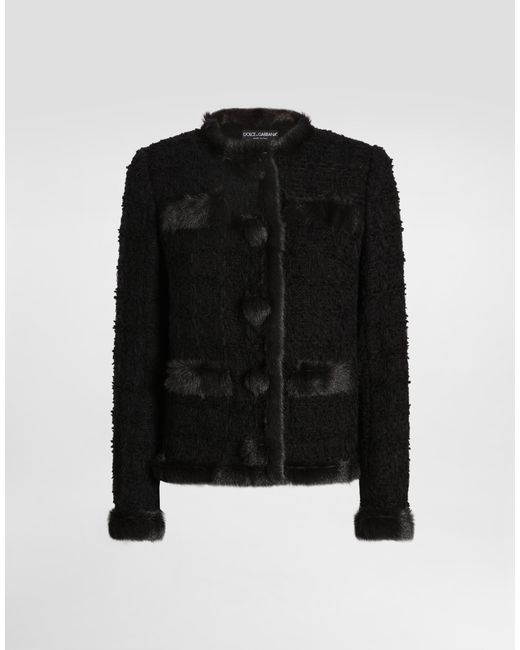 Dolce & Gabbana Black Single-Breasted Tweed Jacket