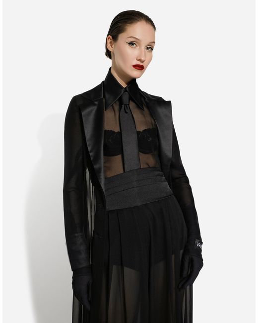 Dolce & Gabbana Black Silk Chiffon Duster Coat