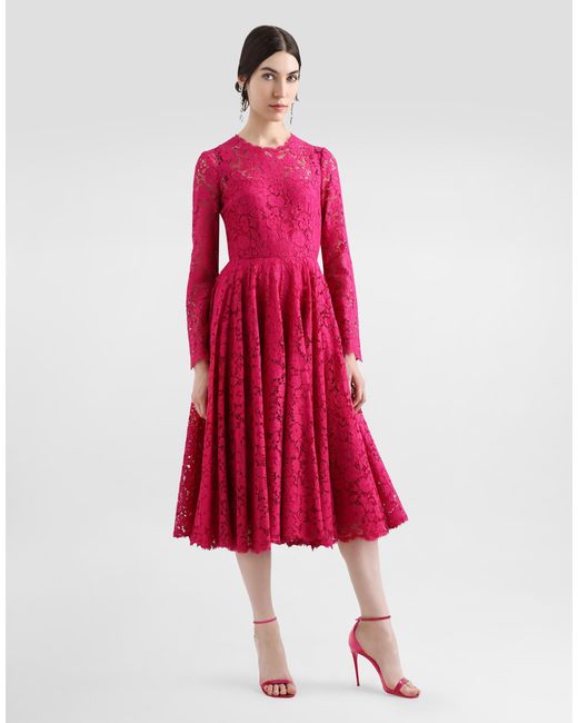 Dolce & Gabbana Pink Calf-Length Circle-Skirt Dress