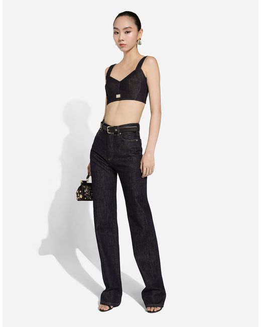 Dolce & Gabbana コットンデニム フレアシーンズ Black