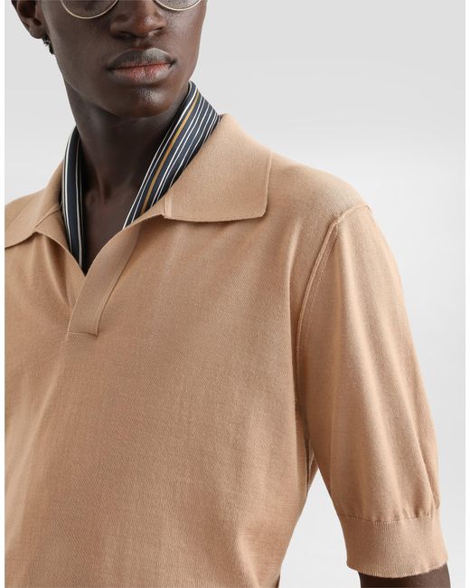 Dolce & Gabbana Natural Cashmere Polo Shirt for men