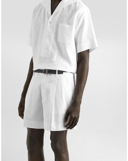 メンズ Dolce & Gabbana Cotton Gabardine Shorts With Double Darts White