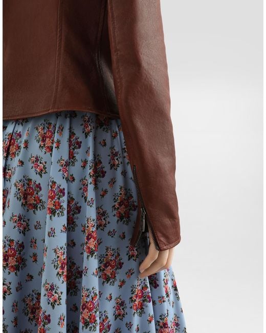Dolce & Gabbana Brown Vegetable Nappa Leather Jacket