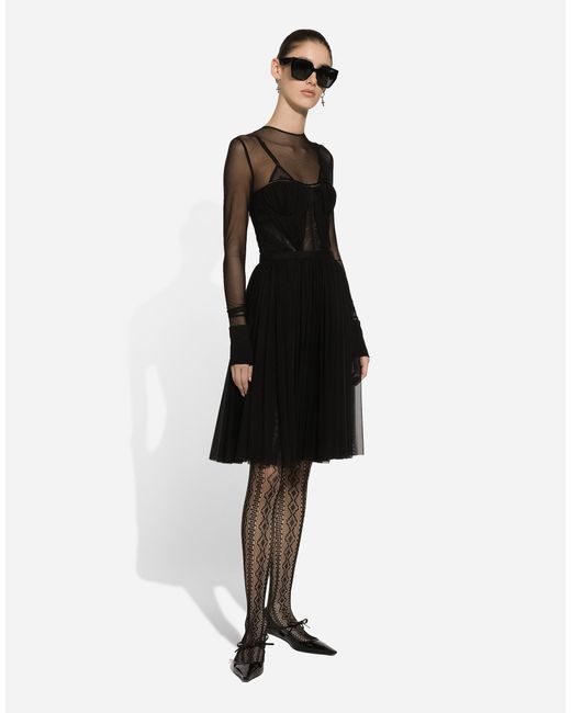 Dolce & Gabbana ビスチェディテール ライトチュール ドレス Black