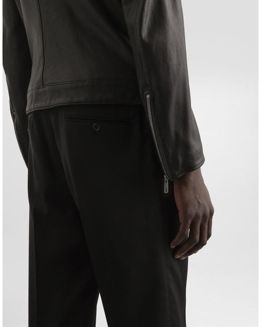 Leather Jacket With Zipper Dolce & Gabbana de hombre de color Black