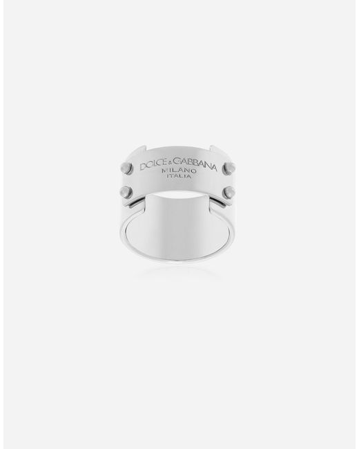 Dolce & Gabbana White Ring With Branded Tag for men