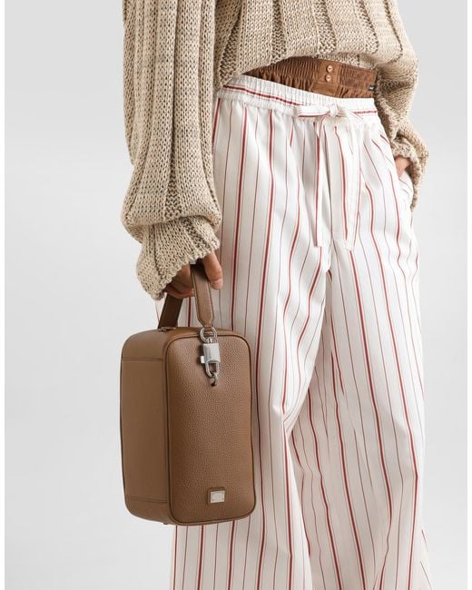 Dolce & Gabbana Lock Calfskin Handbag in Brown für Herren