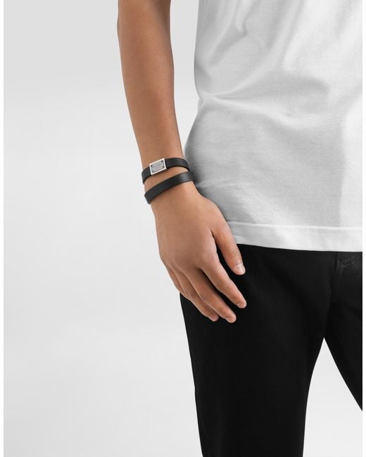 Dolce & Gabbana Black Calfskin Bracelet for men