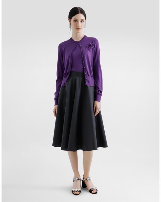 Dolce & Gabbana Blue Woolen Midi Circle Skirt