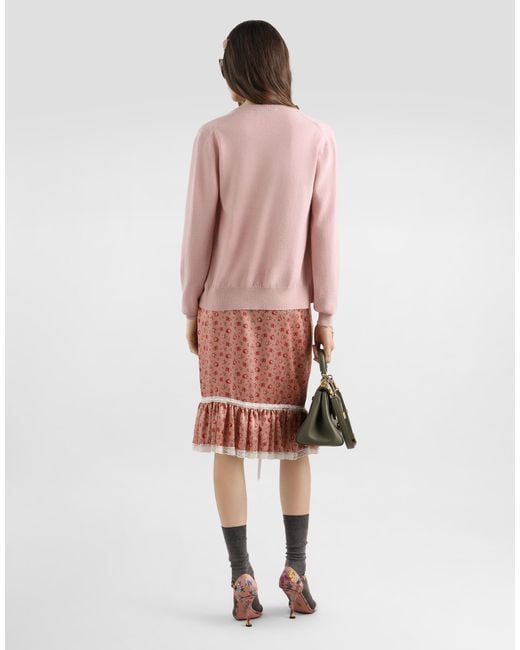Dolce & Gabbana Pink Cashmere Cardigan With Jewel Buttons