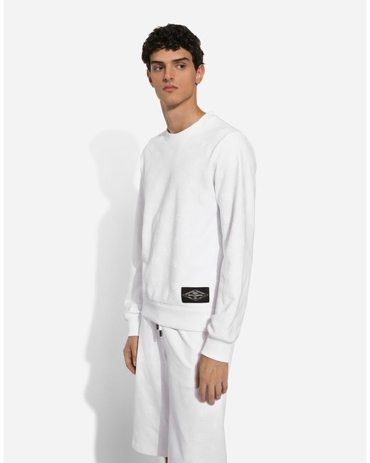 メンズ Dolce & Gabbana Jersey Sweatshirt With Dg Logo Patch White