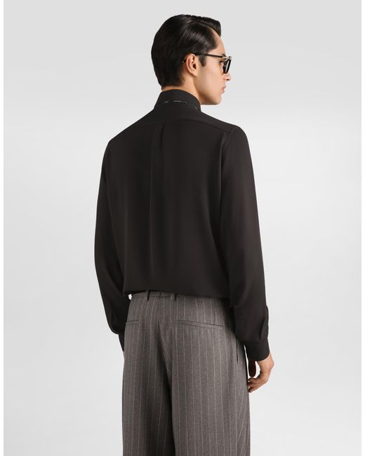 Dolce & Gabbana Black Crêpe De Chine Shirt for men