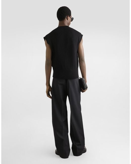 Dolce & Gabbana Black Cable-Knit Wool Vest for men