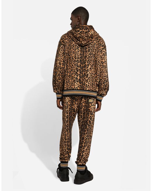 Dolce & Gabbana Brown Hoodie With Leopard- Crespo And Tag for men
