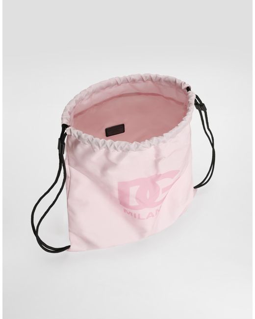 Dolce & Gabbana Pink Nylon Backpack With Printed Logo for men