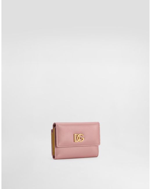 Dolce & Gabbana Calfskin Wallet With Dg Logo Pink