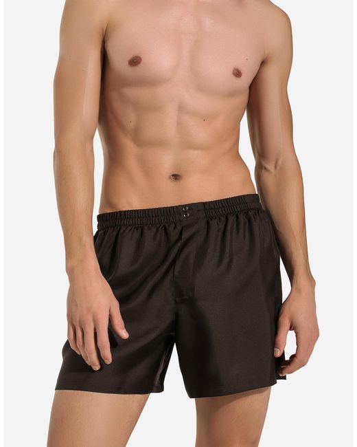 Dolce & Gabbana Black Silk Shorts for men