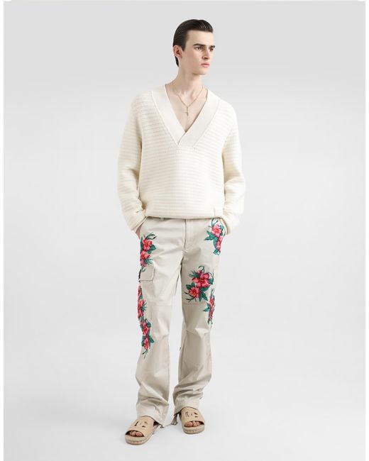 メンズ Dolce & Gabbana Dgエンブロイダリー ウール Vネック セーター White