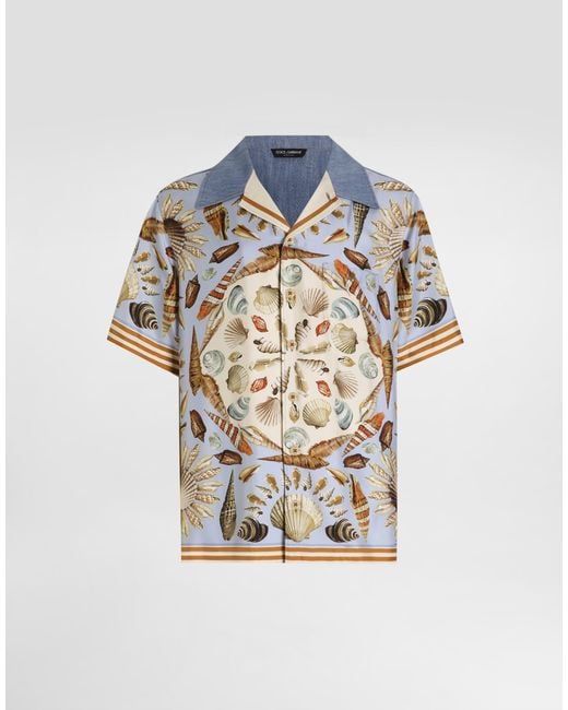 Dolce & Gabbana White Silk And Cotton Denim Shirt for men