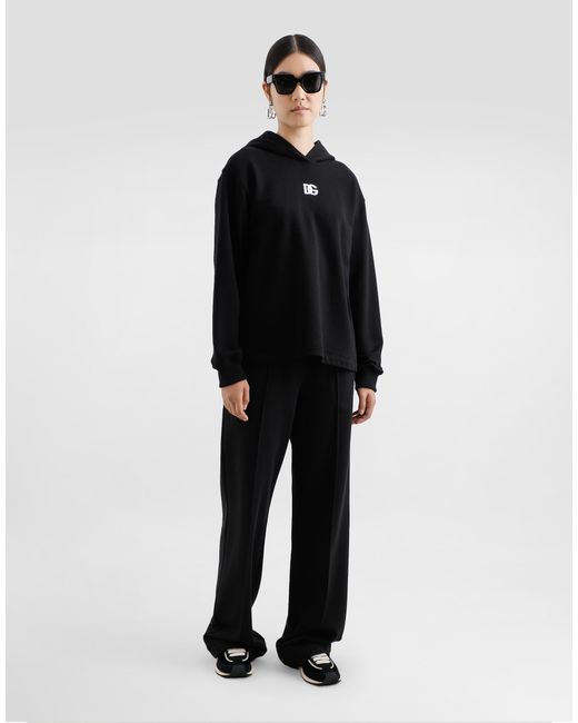 Dolce & Gabbana Black Ausgestellte Jogginghose Aus Jersey Mit Dg-Logostickerei