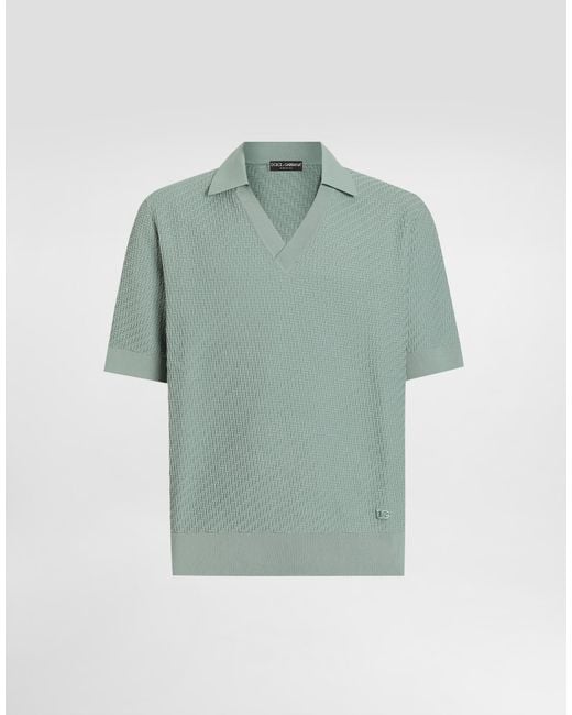 Dolce & Gabbana メンズ グリーン Micro-Dot Stitch Polo Shirtの通販