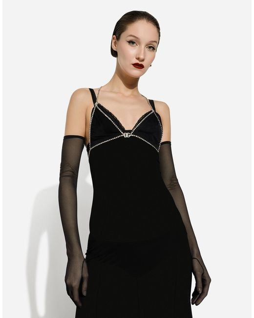 Dolce & Gabbana ロングスリップドレス チュール Black