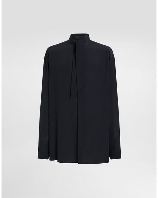 Dolce & Gabbana Blue Crêpe De Chine Shirt for men