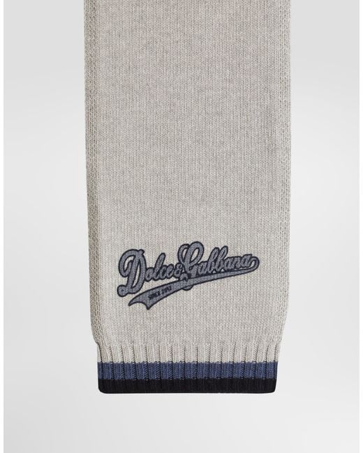 Dolce & Gabbana Gray Knit Scarf With Logo for men