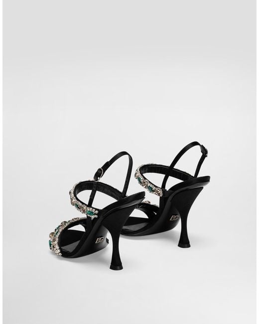 Dolce & Gabbana Black Sandals With Embroidery
