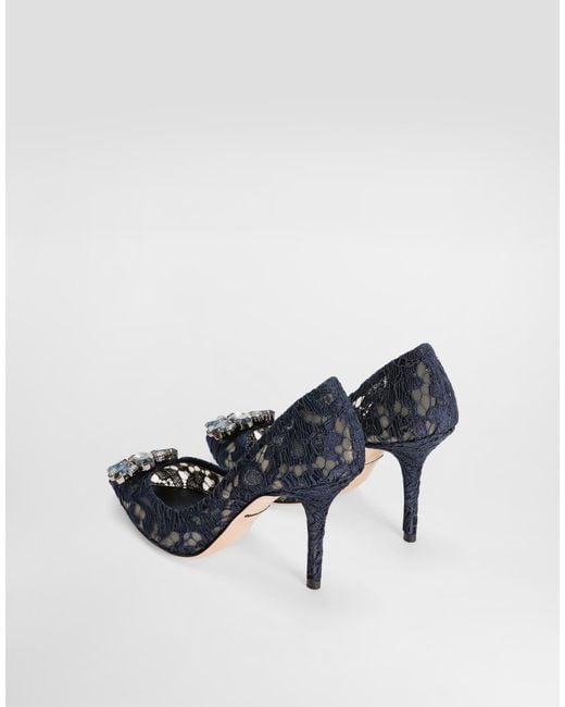 Dolce & Gabbana White Lace Pumps With Brooch Detailing