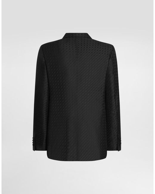 Dolce & Gabbana Black Single-Breasted Sicilia Light Jacket With Micro Pattern Jacquard for men