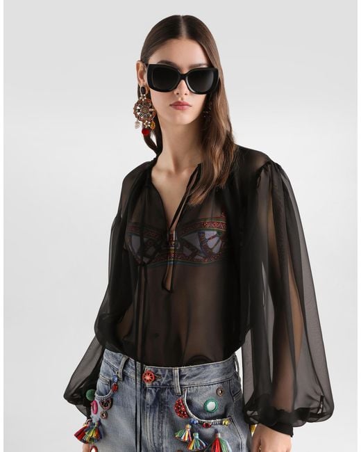 Dolce & Gabbana Black Silk Chiffon Top