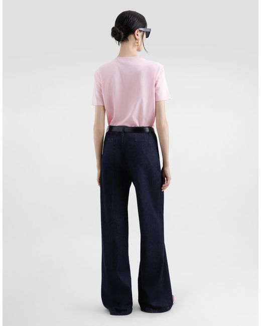 Dolce & Gabbana Pink Oversize Jersey T-Shirt With Raised Dg Logo Embroidery