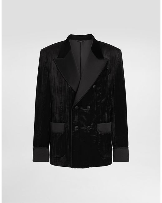 メンズ Dolce & Gabbana ベルベット ダブルブレストジャケット Black