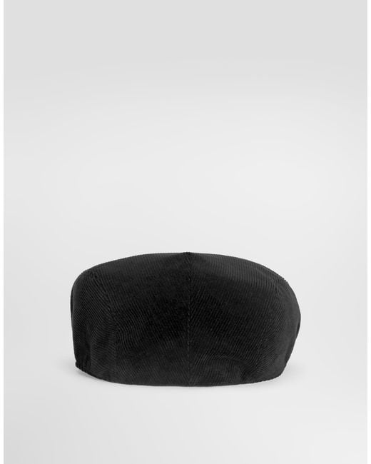 Dolce & Gabbana Black Corduroy Flat Cap for men