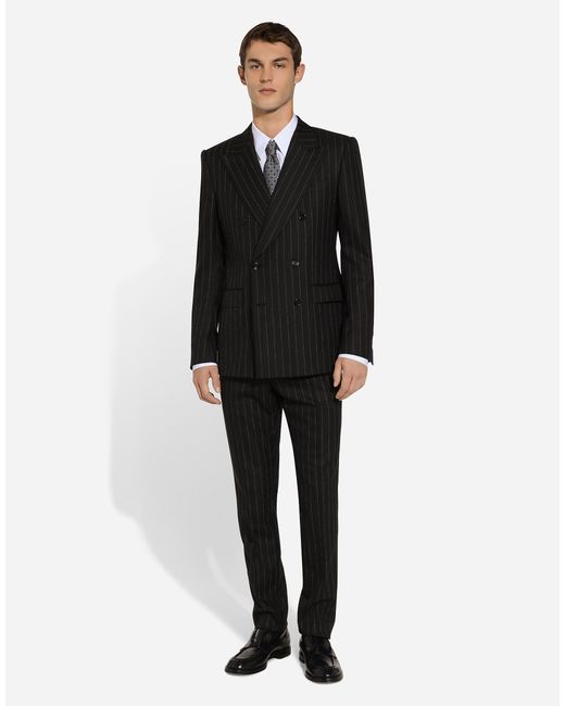 Dolce & Gabbana White Striped Poplin Martini-Fit Shirt for men