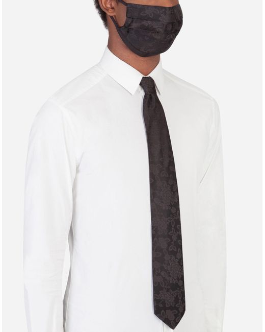 Dolce & Gabbana Set krawatte mit schutzmaske jacquard blumen in Black für Herren