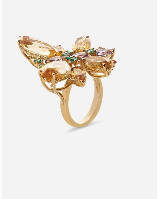 Dolce & Gabbana Metallic 18K Butterfly Citrine Ring